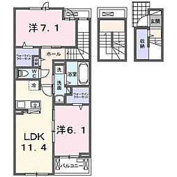 ルミナス 3階2LDKの間取り