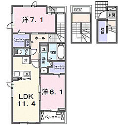 ルミナス 3階2LDKの間取り