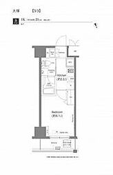 JR山手線 大塚駅 徒歩5分の賃貸マンション 4階1Kの間取り