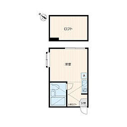 東急東横線 白楽駅 徒歩22分の賃貸アパート 2階ワンルームの間取り
