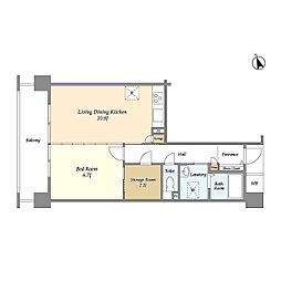 JR山手線 目白駅 徒歩5分の賃貸マンション 7階1LDKの間取り