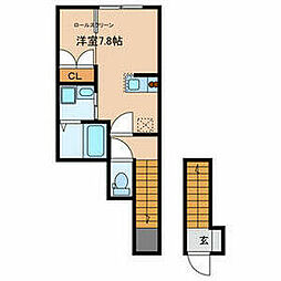 東京メトロ丸ノ内線 中野坂上駅 徒歩6分の賃貸アパート 2階ワンルームの間取り