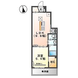 ブリスヒルズ坊金 1階1LDKの間取り