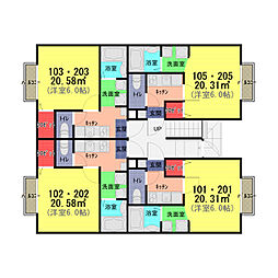 ふじみ野市鶴ケ舞2丁目アパート 1Kの間取図画像