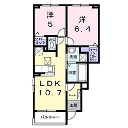 ブラウンヒルズ 2LDKの間取図画像