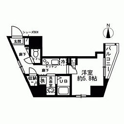 オーヴェルク-2 1Kの間取図画像