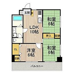 東和ハイツ本館 2LDKの間取図画像