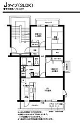 オクトス市ケ尾1号棟 3LDKの間取図画像