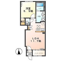 ハレレア 1LDKの間取図画像