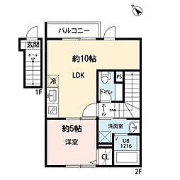 BLUE MOON VILLA 1LDKの間取図画像