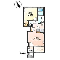 ひたちなか市高場1丁目 アパート新築工事 1LDKの間取図画像
