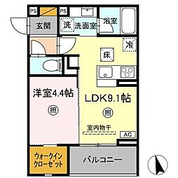D-Invest東原B B 1LDKの間取図画像