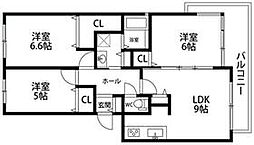 パスト大宮 3LDKの間取図画像