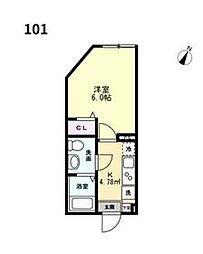ルージュエール豊四季 1Kの間取図画像