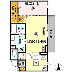 水戸市石川4丁目アパート 1LDKの間取図画像