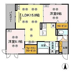 水戸市石川4丁目アパート 2LDKの間取図画像