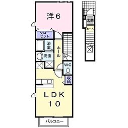 メゾン　リール 2階1LDKの間取り