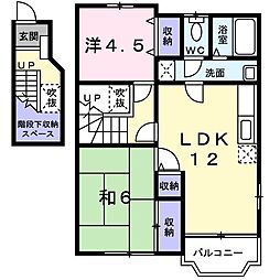 ローズ・フルール 2LDKの間取図画像