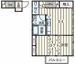 ルミエール・下石神井 2階1DKの間取り