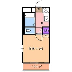 KDハイツ平松A 1Kの間取図画像