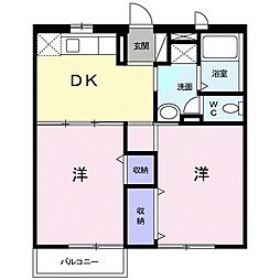 アーバンハイツ岩崎B 2Kの間取図画像