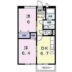 コンフィデンス・ヒル 2DKの間取図画像