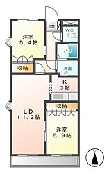 つくばエクスプレス 研究学園駅 バス12分 東光台3丁目下車 徒歩3分の賃貸マンション 3階2LDKの間取り
