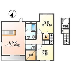 ビセスティーレ 2階2LDKの間取り