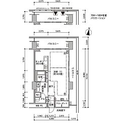 東京メトロ有楽町線 辰巳駅 徒歩10分の賃貸マンション 7階ワンルームの間取り