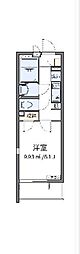 クレイノＳｍａｌｌＲｉｖｅｒII 2階1Kの間取り