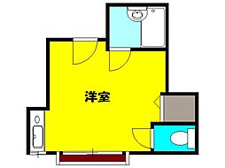 フジモリハイツ ワンルームの間取図画像