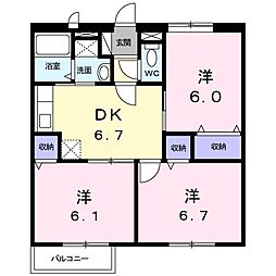 ルミエールコートB 3DKの間取図画像
