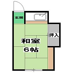 オカモクグランドハイツ 3階ワンルームの間取り