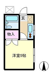 清水ハイツ 1階1Kの間取り