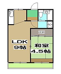五条グリーンハイツ 1LDKの間取図画像