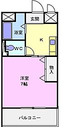 名鉄名古屋本線 山王駅 徒歩12分の賃貸マンション 3階1Kの間取り