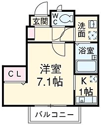 東武亀戸線 小村井駅 徒歩4分の賃貸アパート 1階1Kの間取り