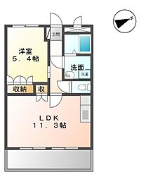 豊橋鉄道東田本線 東田坂上駅 3.2kmの賃貸アパート 2階1LDKの間取り