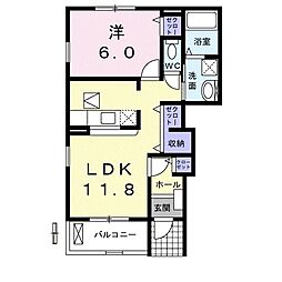 豊橋鉄道渥美線 高師駅 徒歩8分の賃貸アパート 1階1LDKの間取り