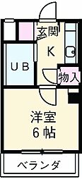 サンパルセ 1Kの間取図画像