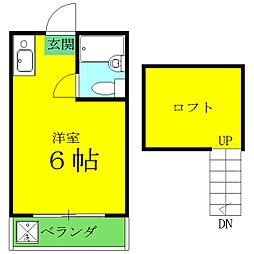 タウンハウスとよおか 1階ワンルームの間取り