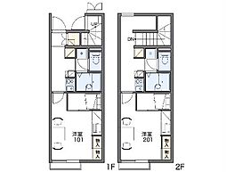 レオパレスルーチェ 2階1Kの間取り