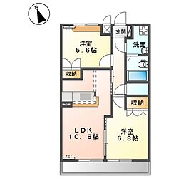 グレイス・フォレスト 1階2LDKの間取り
