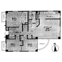 ガーデニア六本木 3LDKの間取図画像