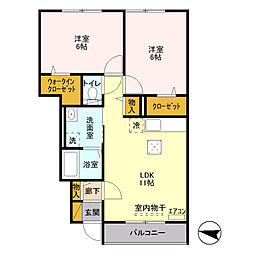 アメニティーハウス　II 1階2LDKの間取り