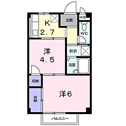 アーククロス 2階2Kの間取り