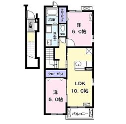 ピースコート 2LDKの間取図画像