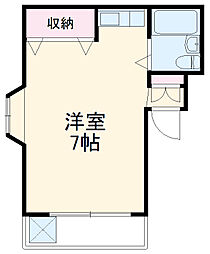 仙川スカイハイツ 1階ワンルームの間取り