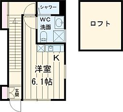 ハウス・デン 2階ワンルームの間取り