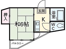 京王線 聖蹟桜ヶ丘駅 徒歩17分の賃貸マンション 3階1Kの間取り
